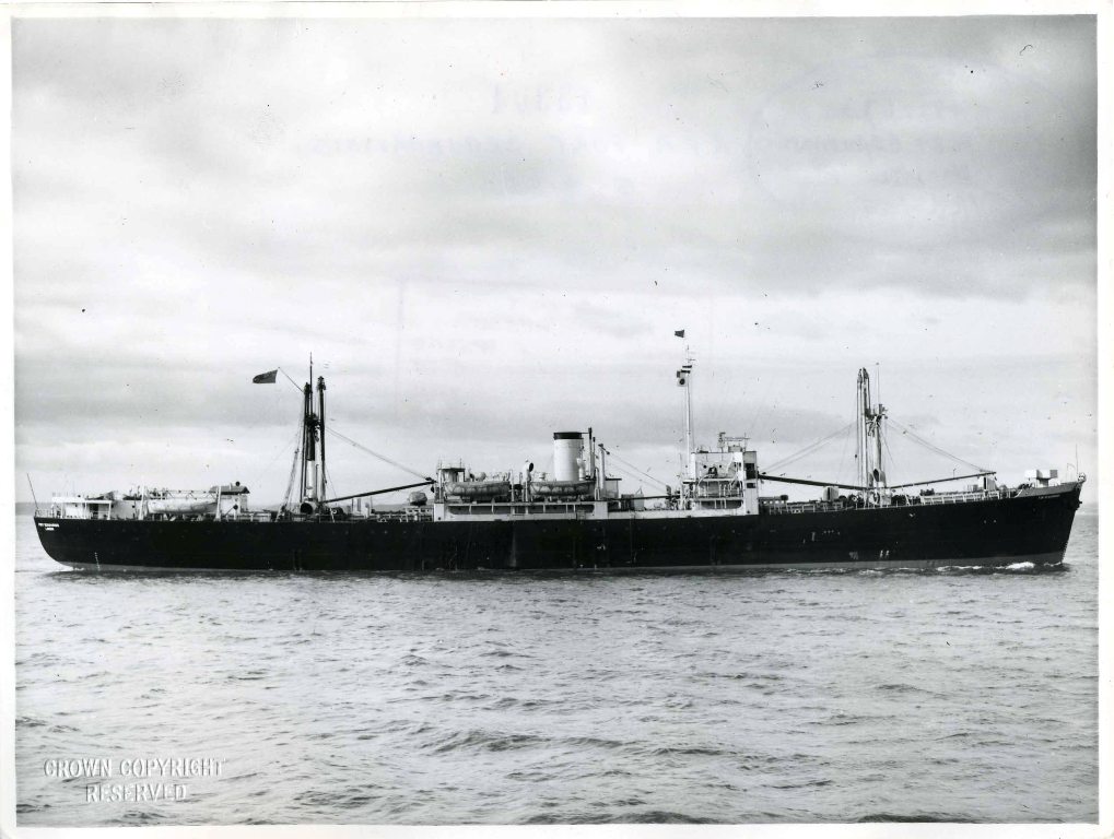 RFA FORT BEAUHARNOIS 1948 - 1962
GRT 7253. Built as VSIS in 1944 by West Coast at Vancouver as Fort Grand Rapids, renamed Cornish Park. Single screw triple expansion.
Renamed FB 1945 after a Canadian Governor. Managed on behalf of the Admiralty by Lyle Shipping. Served Pacific Fleet Train. Post war laid up Swansea before conversion to NS/VSIS and RFA manned. Malta run 1952 -56. Refitted as VSIS for Op Grapple. In 1959 helped salvage the Beaverbank.
Singapore run 1960 - 62 until laid up at Malta. Scrapped La Spezia. 

Fort Class Stores Issuing Ships. Built Canada 1944. 7250 GRT. In service until 1962/7.
RFA Fort Beauharnois. RFA Fort Charlotte A236. RFA Fort Constantine. Fort Dunvegan A160. RFA Fort Duquesne A229.
Length overall: Fort Beauharnois, Fort Duquesne 439ft; others 441ft 6in. Beam: 57ft. Draught: 27ft.
Machinery: Triple expansion engine, 2500ihp, single shaft. Speed: 10-11 knots.  Range: ll.000nm /10 knots. Complement: 115


