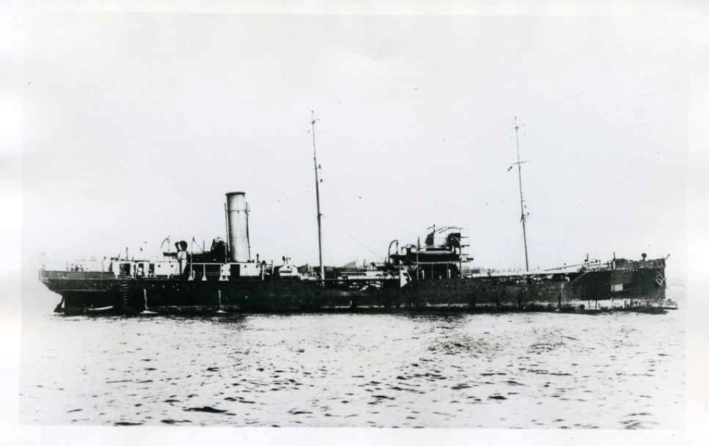 RFA BURMA  1911-1935
First 2000 Ton Class.  Built Greenock as "the first oil tanker ever to be constructed for the order of the British Admiralty."
Fitted for RAS and harbour fuelling. Reserve at Rosyth from 1926.
Modern copy from original postcard.
