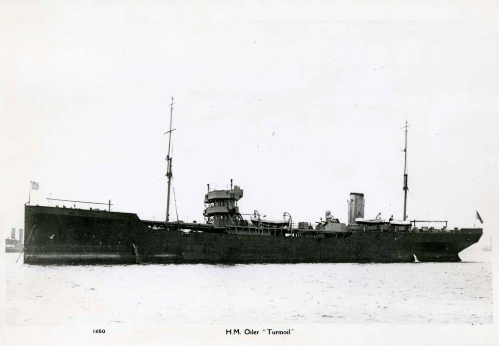 RFA TURMOIL (1)  1917-1935
First 2000 Ton Class. Built Pembroke Dock. 
Reserve at Rosyth from 1923.
Modern copy from original postcard.
