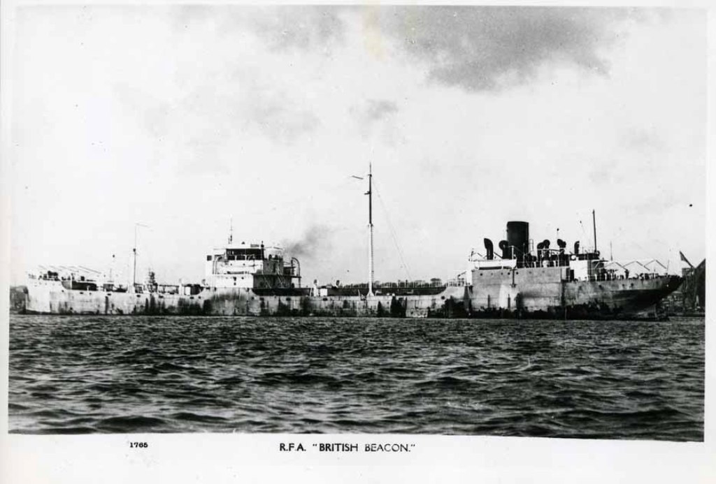 RFA OLCADES  1919-1952
Ex British Beacon. GRT 6891. Built Workman Clark Belfast. BTC management and manning until 1936. RFA freighting thereafter. Hulked at Bombay 1942 with shaft trouble. Reparied and with the Eastern Fleet 1943. 1946 replaced Ruthenia as the fuel jetty at Woodlands. Sold 1953 and towed home to be scrapped at Blyth afetr an eventful voyage.
