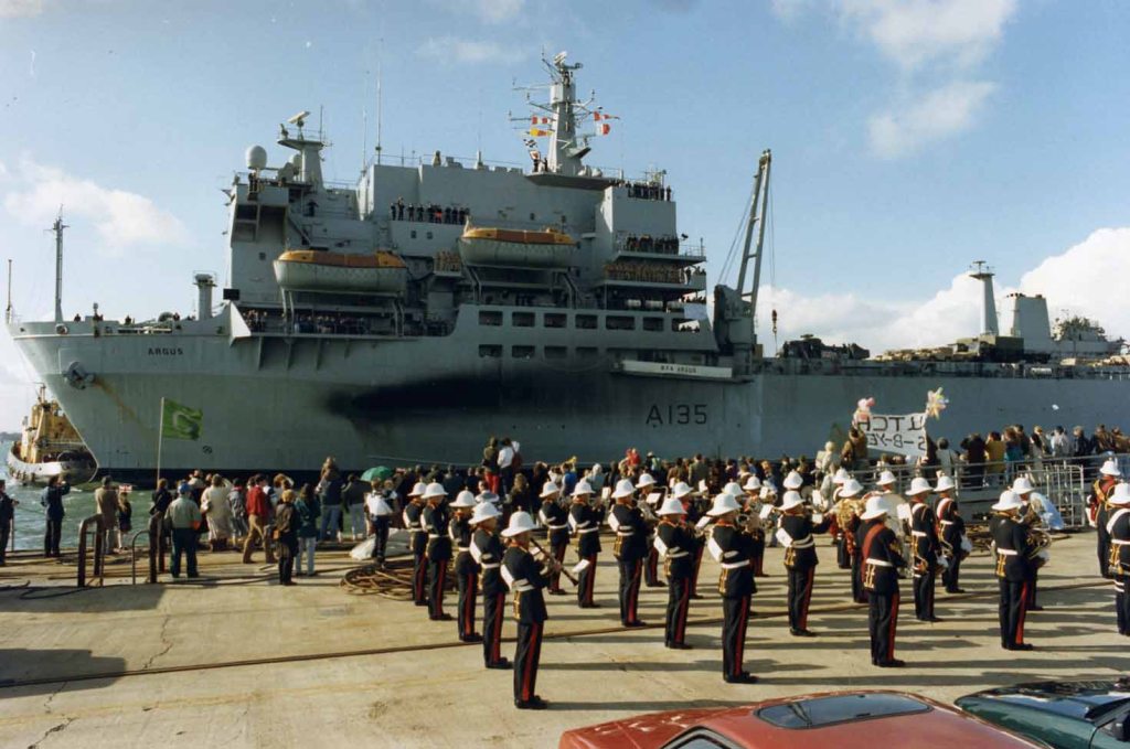 RFA Argus Welcome Home
Probably from Gulf War 1991.
