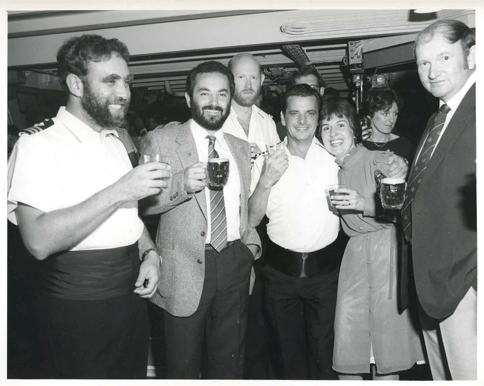 RFA OLMEDA
Cocktail party Albany, 6 Nov 1983.
Peter Taylor, Agent Peter Constantine, Bev Hatch, John Cartwirght (Appleleaf).
