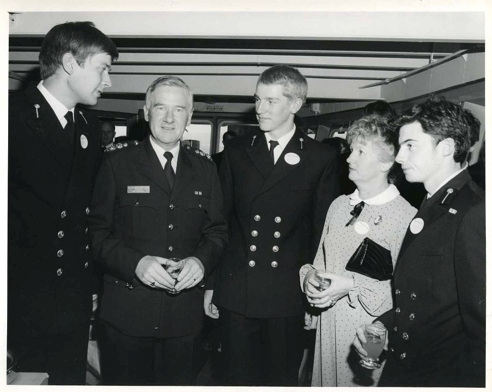 RFA OLMEDA
Cocktail party Wellington 1983.
Geoff Meek, Peter Tyson, Pete Lewington with the Police Commissioner.
