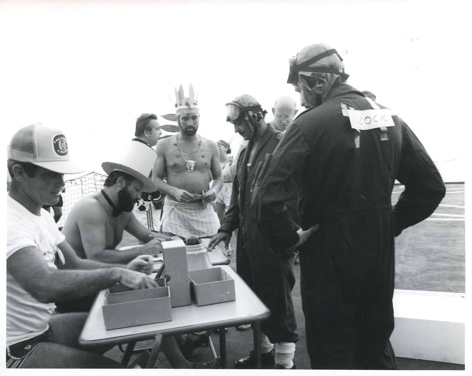 RFA OLMEDA
Crossing the Line 1984.
Alcock & Brown, Neil Mathewson & Ali Seyd. Keith Truscott watches the money.
