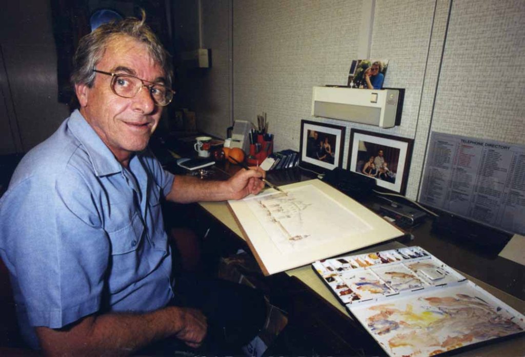 CPO (D) TERRY SIMMONS
With paintings, RFA Fort Austin, Gulf, March 1999.
