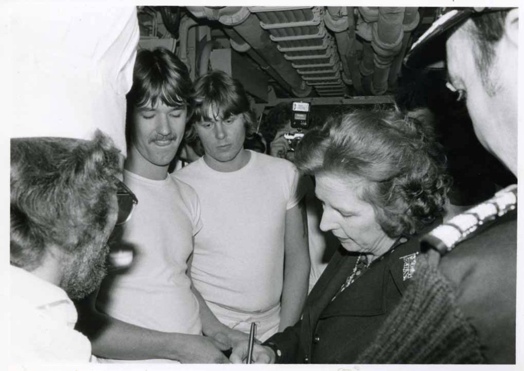 RFA FORT GRANGE
Visit by Maragaret Thatcher, Falklands, Autumn 1983.
Catering staff.
