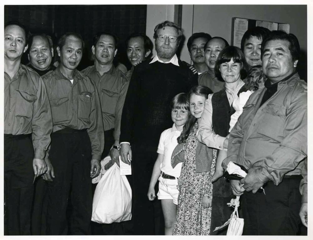 CAPTAIN ROBIN GREEN
With his family and Chinese crew members, probably survivors from Sir Tristram, 1982.
