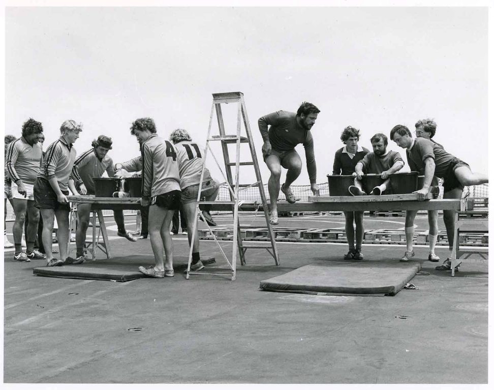 RFA FORT GRANGE
Events organised during Gulf Patrol deployment 1981 in aid of the Stoke Mandeville Appeal.
