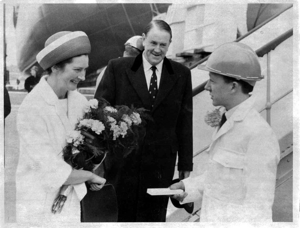 RFA REGENT
Launch at Belfast 1967.
Lady Sponsor, Mrs Lucy Faulkner, wife of Ulster Minister of Commerce.

