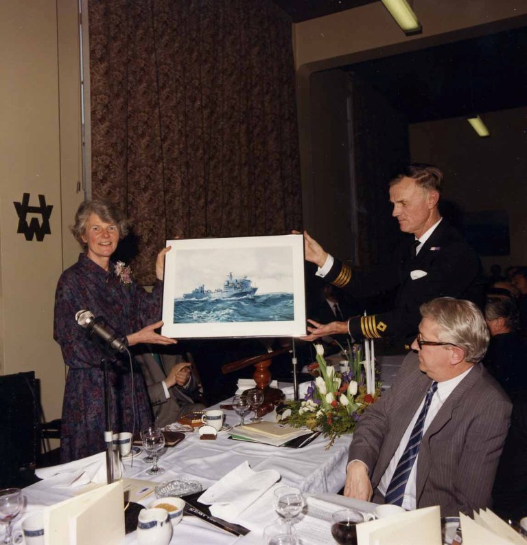 RFA ARGUS
Renaming ceremony at Harland & Wolff, Belfast, March 1987.
Lady Sponsor, Lady Pamela Blelloch.
