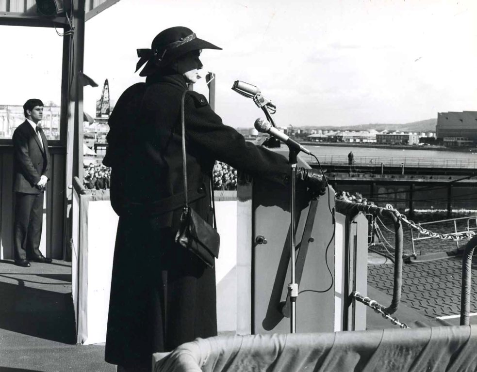 RFA ARGUS
Renaming ceremony at Harland & Wolff, Belfast, March 1987.
Lady Sponsor, Lady Pamela Blelloch.
