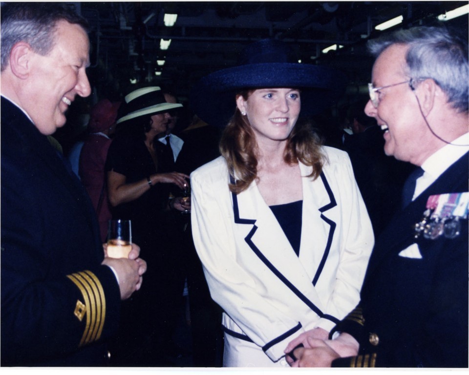 RFA FORT VICTORIA
Visit by Duchess of York, 7 July 1994.
Captains Tony Mitchell & Shane Redmond.
