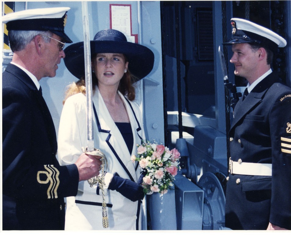 RFA FORT VICTORIA
Visit by Duchess of York, 7 July 1994.
Barnsley Sea Cadet Officers.
