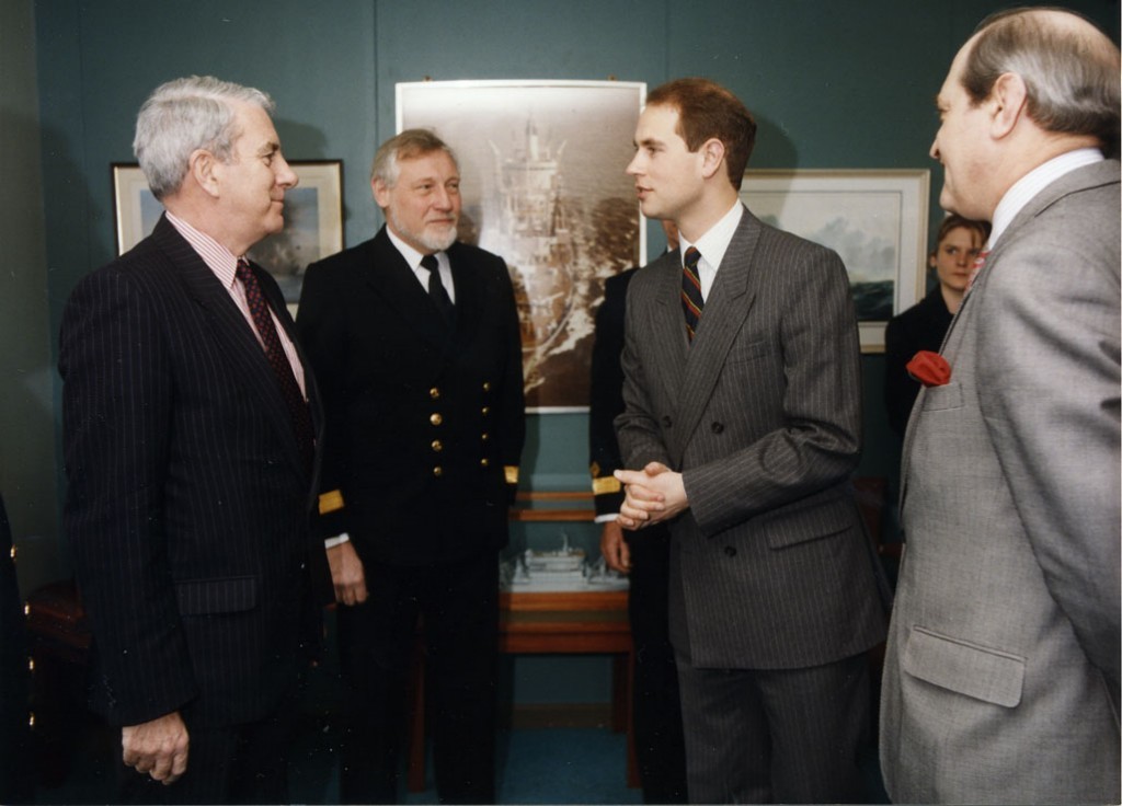 HRH PRINCE EDWARD
Visit to RFA HQ circa 1995.
John Blamey, Cdre Ken Lacey, Cdre Dick Thorn, John Curran.
