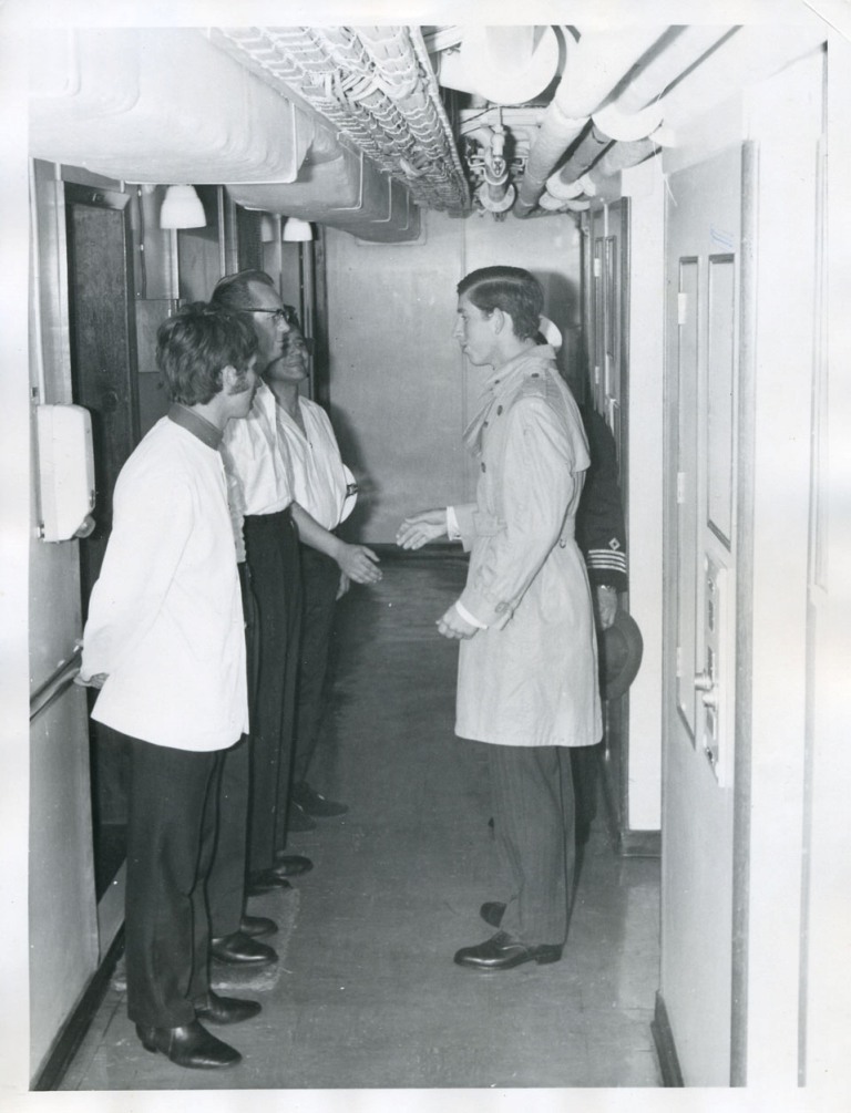 HRH PRINCE CHARLES
Visit to RFA RESOURCE, Fleet Review, Torbay, 1969.
