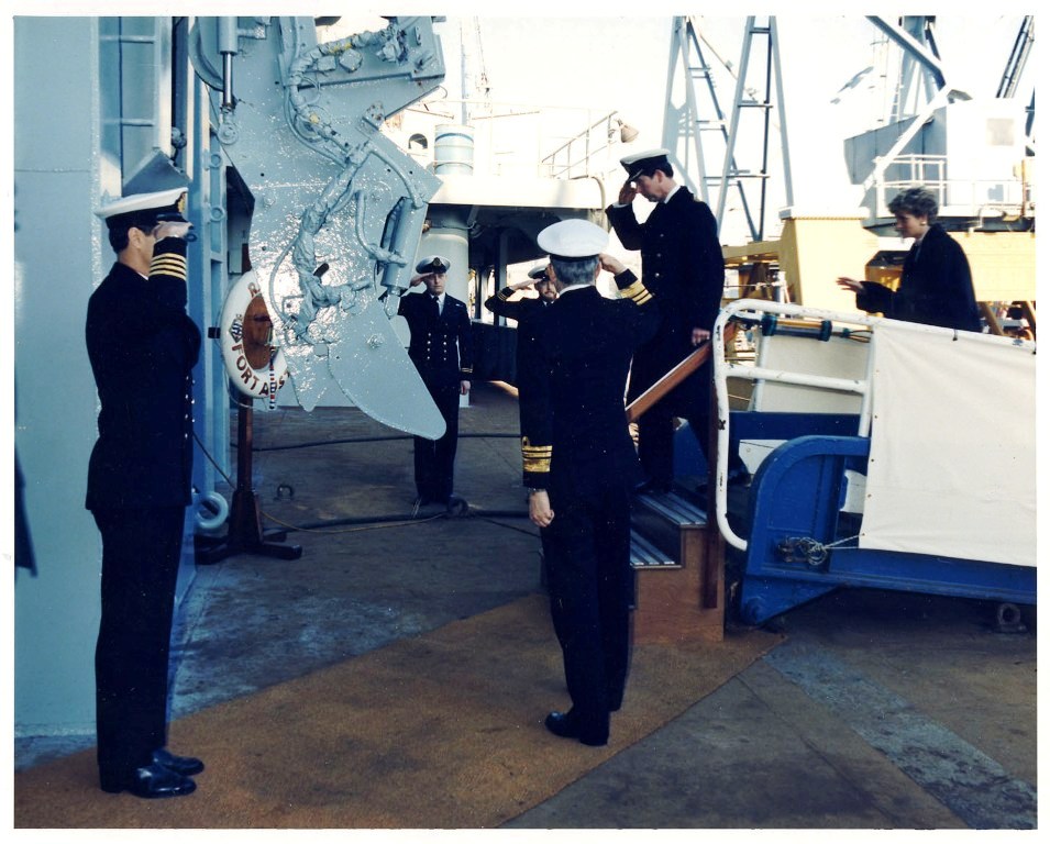 RFA FORT AUSTIN
Visit by HRH Prince Charles & Princess Diana, Devonport 1991.
Captain Peter Lannin.

