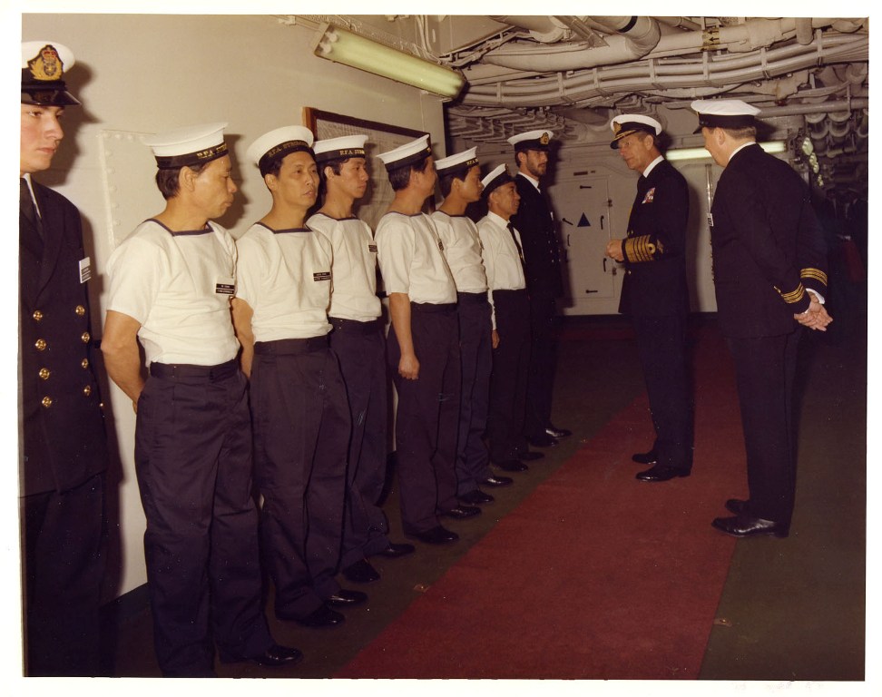 RFA FORT AUSTIN
Royal visit at Portland, June 1981.
Crew members from Stromness.
