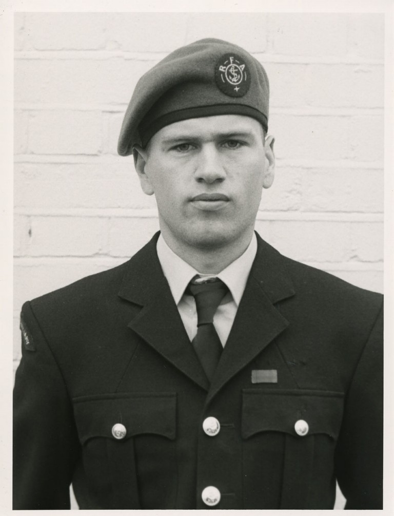 WHALE ISLAND
RFA personnel (to be identified} in new uniforms, training for Remembrance Day Cenotaph Parade, 1987.
