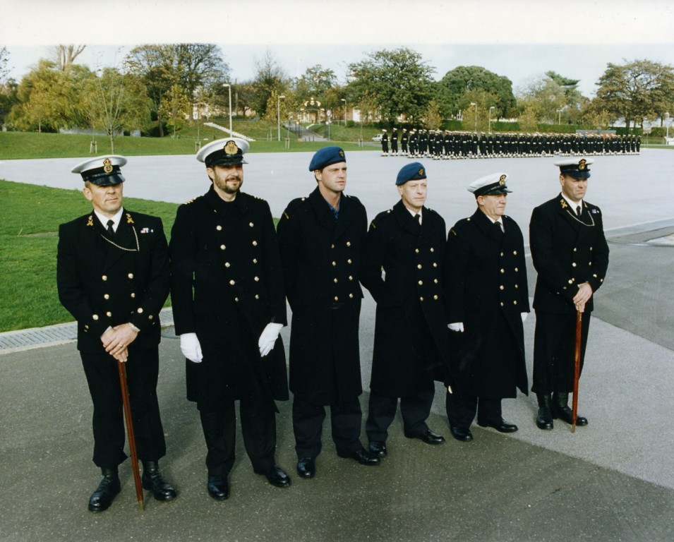 WHALE ISLAND
RFA personnel (to be identified} in new uniforms, training for Remembrance Day Cenotaph Parade, 1987. (?)

