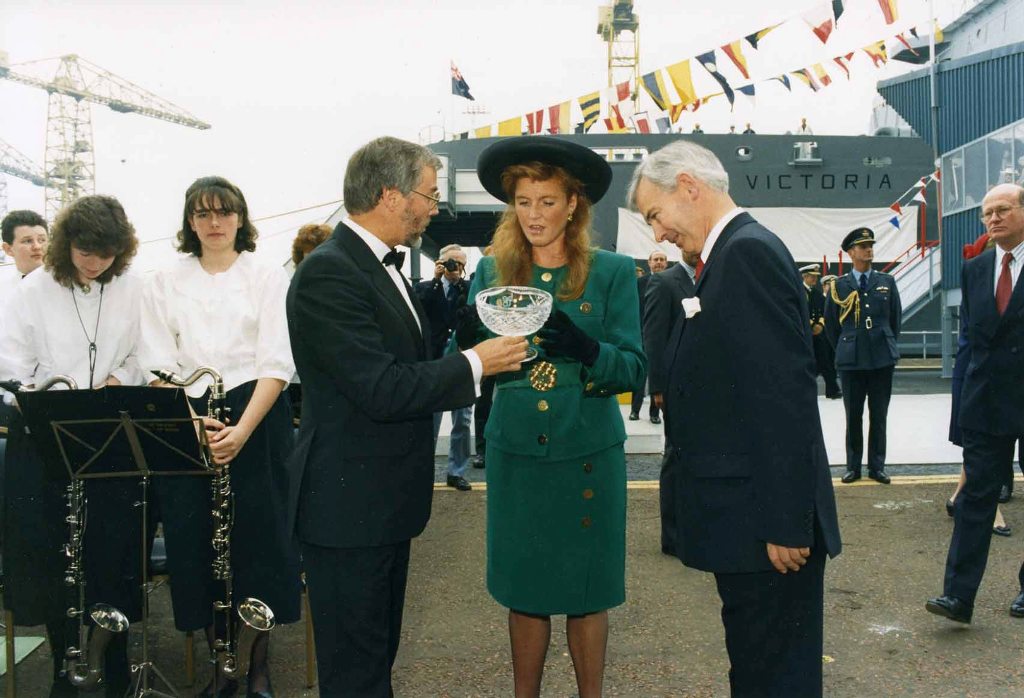 HRH The Duchess of York
RFA FORT VICTORIA, naming ceremony 12 June 1990.
