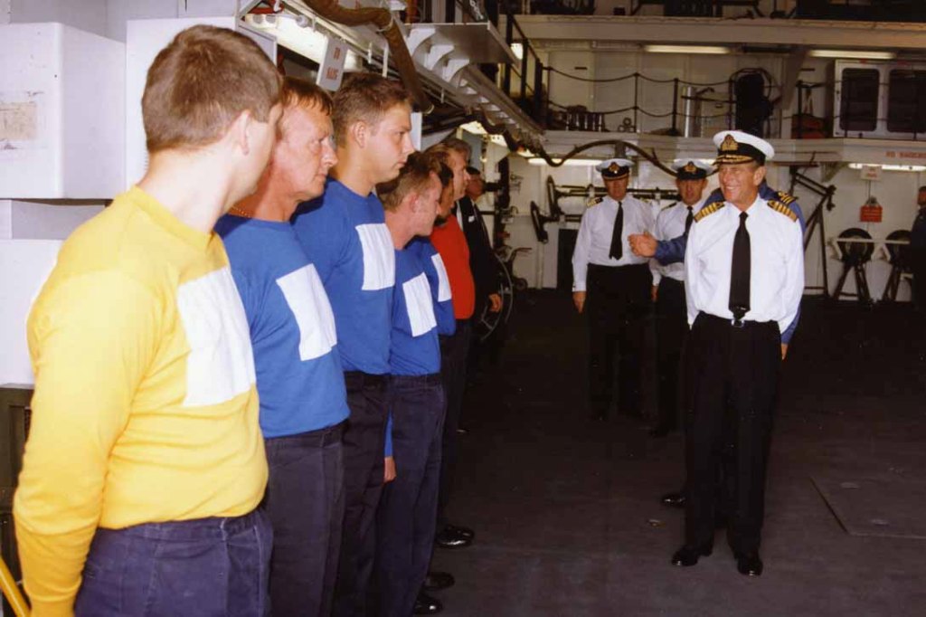 HRH Prince Philip
RFA FORT GRANGE. Trafalgar Day 1993 in the Adriatic.
Flight Deck Team.
