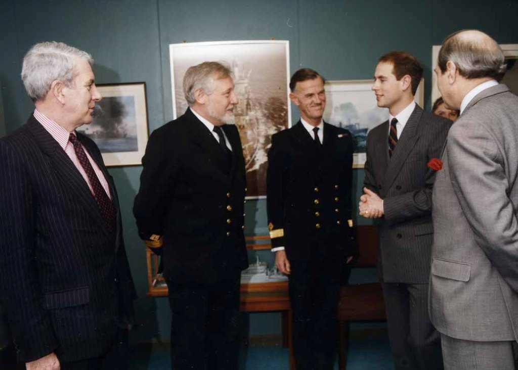HRH Prince Edward
Visit to RFA HQ 1995.
L-R. John Blamey, Cdre Ken Lacy, Cdre Dick Thorn
