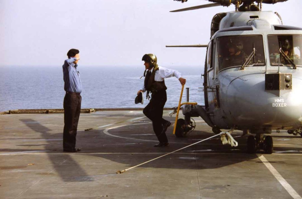 HRH Prince Philip
RFA FORT GRANGE. Trafalgar Day 1993 in the Adriatic.
Met by 1/O Peter Homan.
