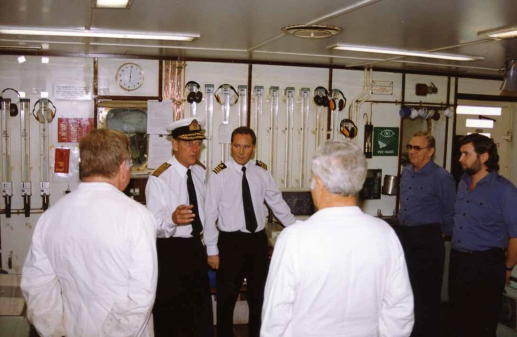 HRH Prince Philip
RFA FORT GRANGE. Trafalgar Day 1993 in the Adriatic.
2EO Peter Henny, 1/O(L) Geoff Davis.
