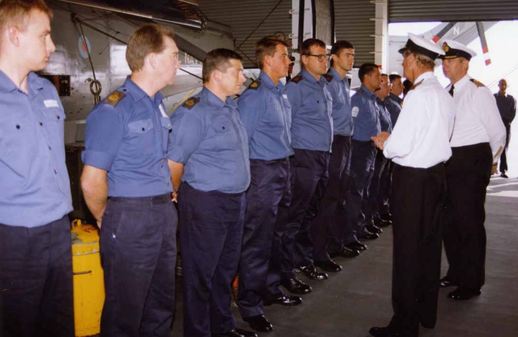 HRH Prince Philip
RFA FORT GRANGE. Trafalgar Day 1993 in the Adriatic.
Air Engineering Department.
