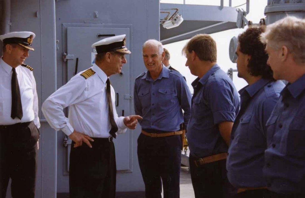 HRH Prince Philip
RFA FORT GRANGE. Trafalgar Day 1993 in the Adriatic.
CPO(D) MIke Williamson and Crash Boat crew.
