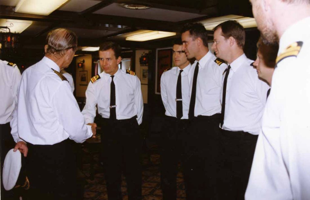 HRH Prince Philip
RFA FORT GRANGE. Trafalgar Day 1993 in the Adriatic.
820 NAS.
