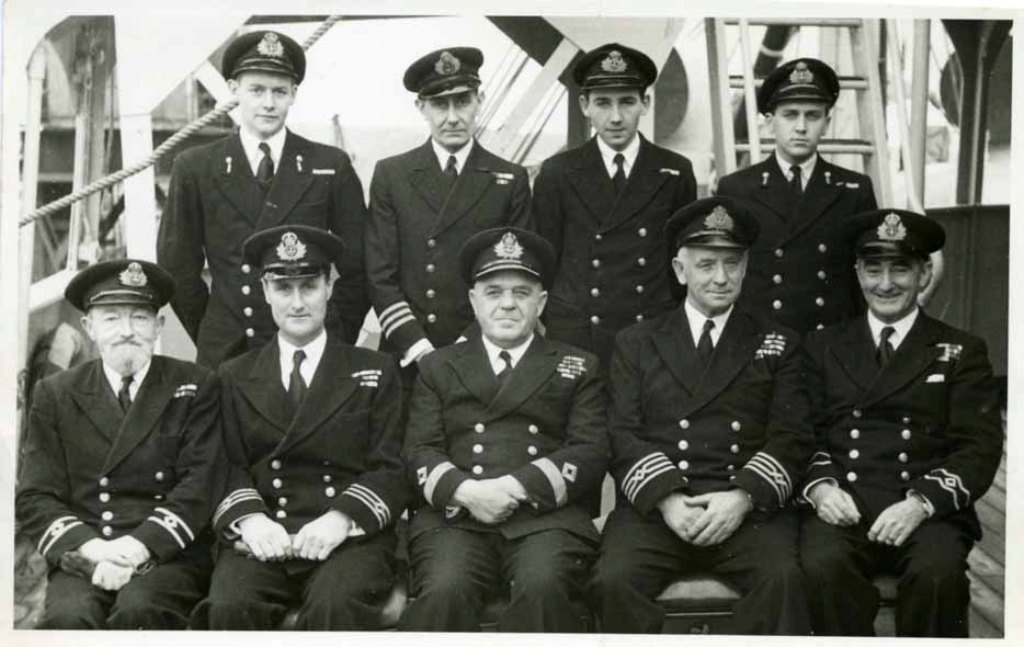 RFA FORT DUNVEGAN
Kent Collection
Cdre Kent & Officers, Rosyth February 1954.
Cadet Gerry Lovell rear left?
