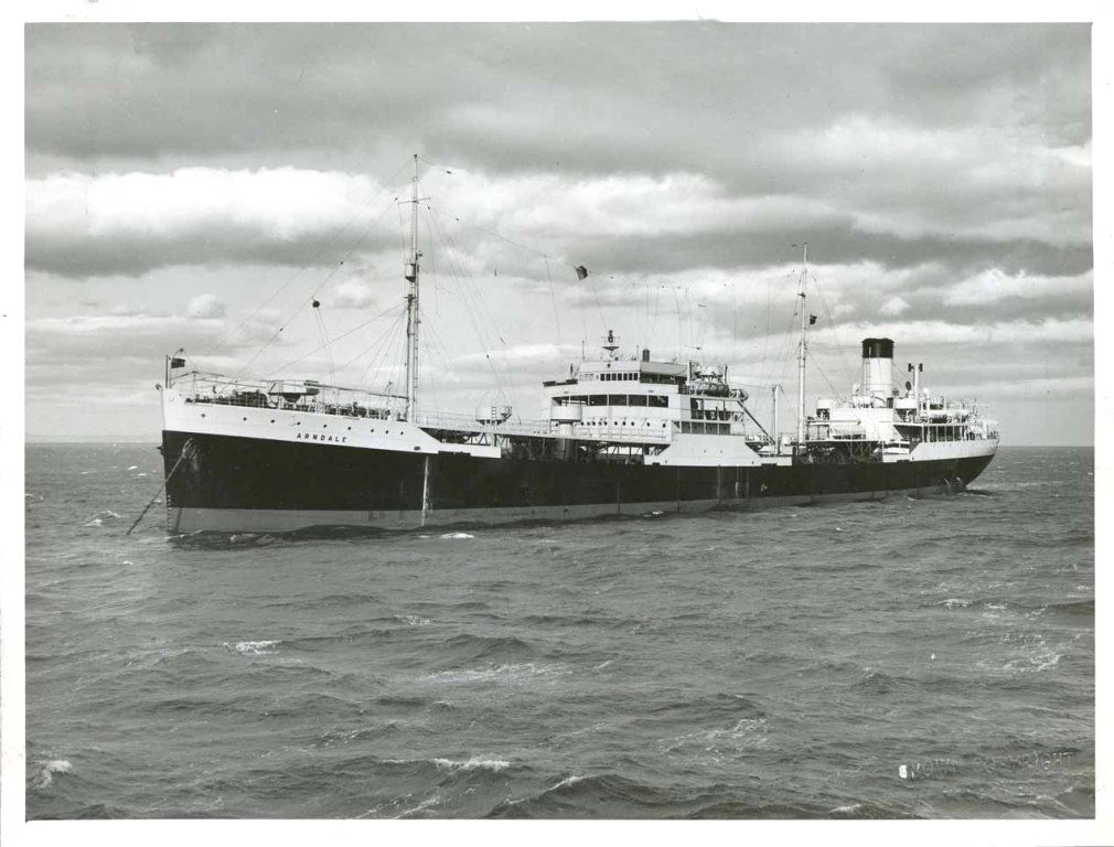 RFA ARNDALE  1937-1960
GRT 8296. Built Swan Hunter. 4 cyl Doxford. At Okinawa with the Pacific Fleet. Sold to Belgium for scrap 1960. 
Photo 1952.
