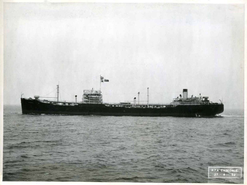 RFA EASEDALE  1952-1959
GRT 8032 Built Tees 1942. Steam recip. Eastern & Pacific Fleets with operations at Sumatra & Madagascar. Sold Brussels 1960. 
Photo 1952.
