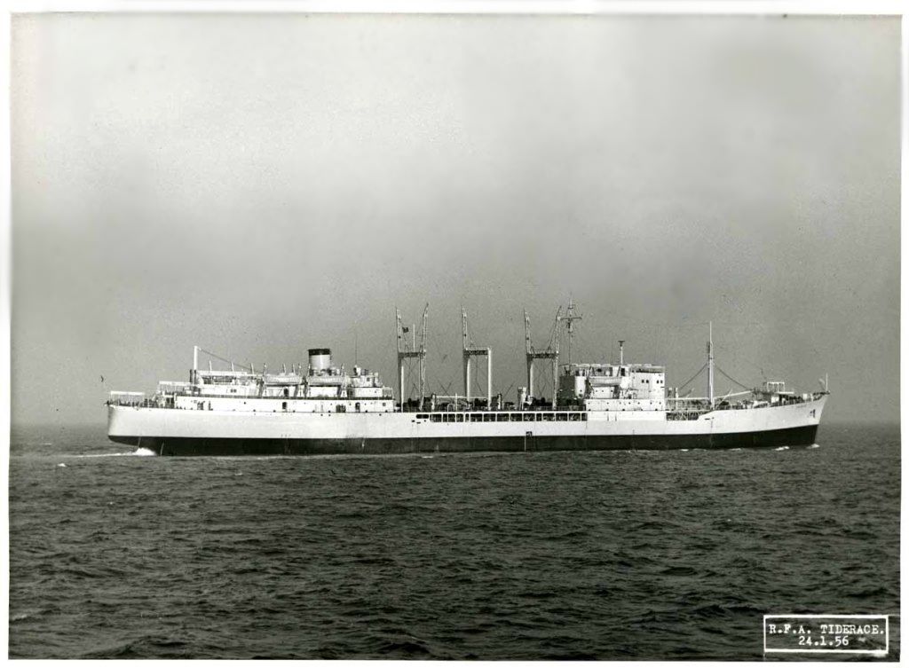 RFA TIDERACE 1956-1958
Tiderace was was renamed Tideflow on 28 June 1958, after confusion during the Suez crisis. 
