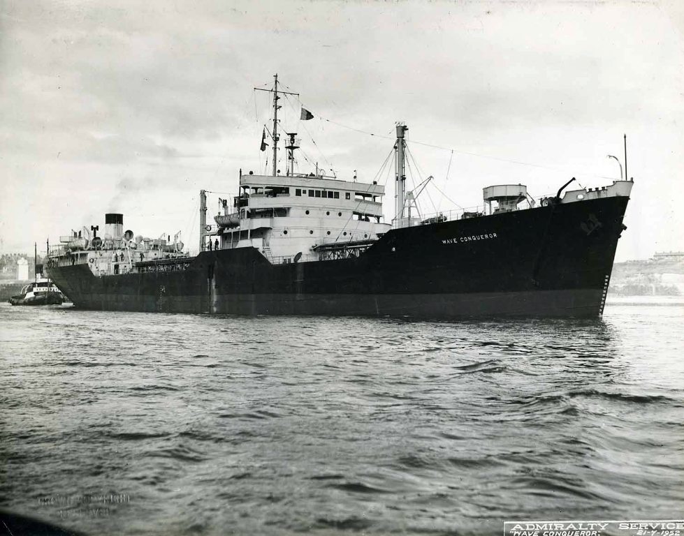 RFA WAVE CONQUEROR  1946-1958
Completed as Empire Law. Laid up at Sheerness 1957. Sold 1958, fuel hulk at Le Havre in 1959 and was broken up at La Spezia 1960.
Photo 1952.
