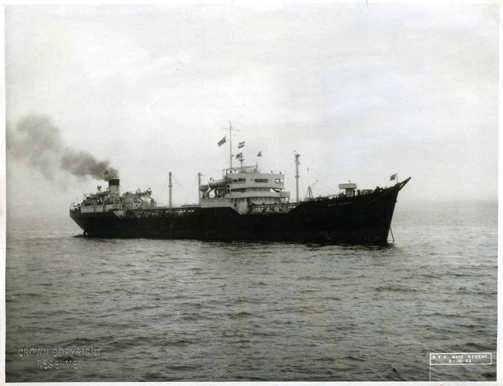 RFA WAVE REGENT  1945-1960
Laid up at Devonport 1959, and arrived at Faslane on 29 June 1960 for breaking up. 
Photo 1953.
