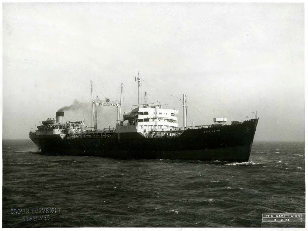 RFA WAVE LAIRD  1946-1970
Launched as Empire Dunbar. Supply ship to HMS Protector in the Antarctic and the Falklands. First Cod War. Laid up at Plymouth in 1960, scrapped Spain 1970. 
Photo 1954.
