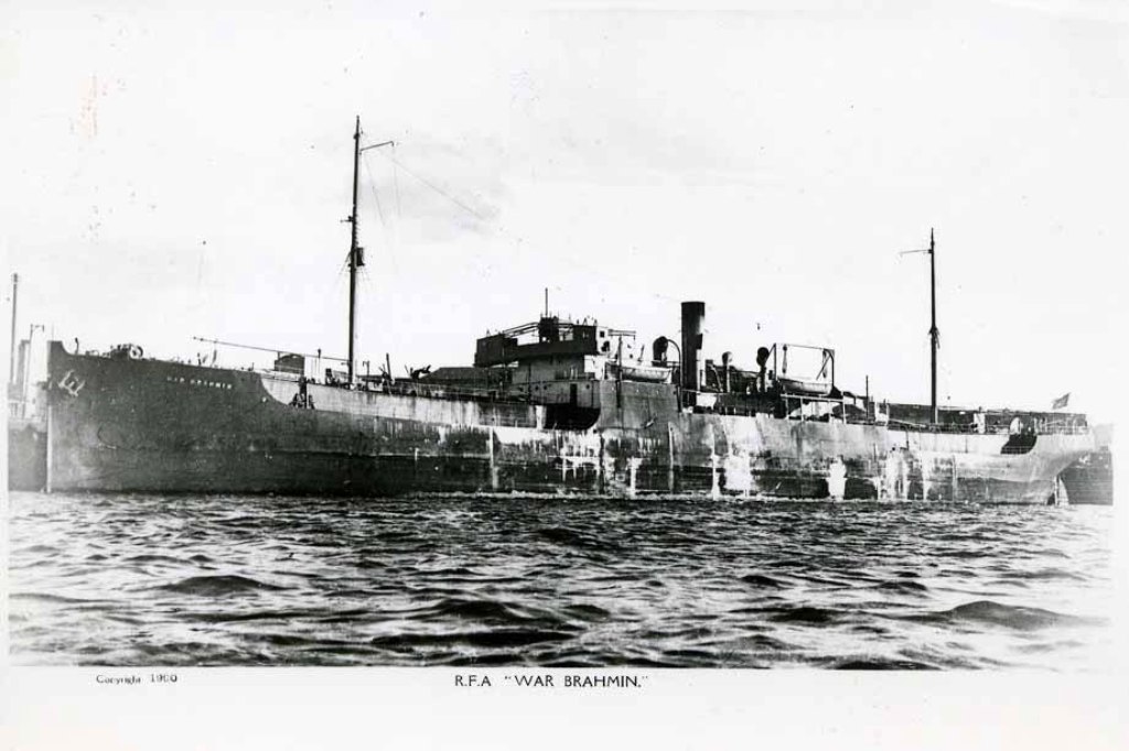 RFA WAR BRAHMIN  1921-1959
GRT 5545. Built Lithgows 1920. After war service carried water around the Med before becoming a storage hulk at Gibraltar where she also had a film role.  Sold 1959 and scrapped 1960
