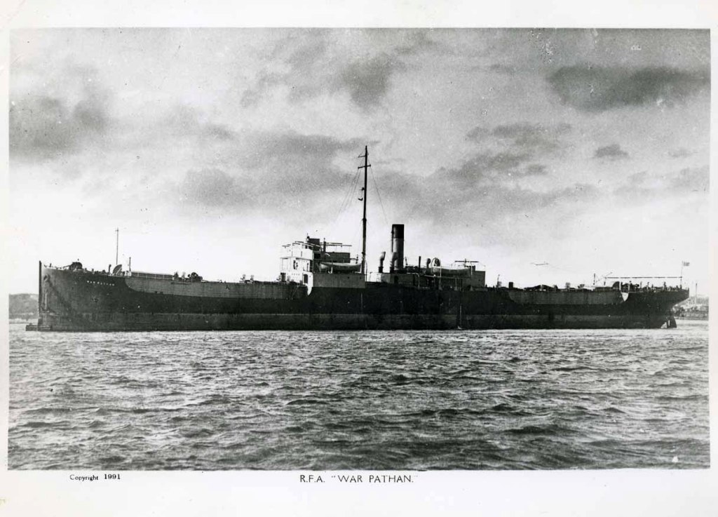 RFA WAR PATHAN 1919-1947
GRT 5581. Built Laing, Sunderland 1919. Managed by Andrew Weir. Disposal 1947, renamed Basingbank. 
Modern copy from origial postcard.

