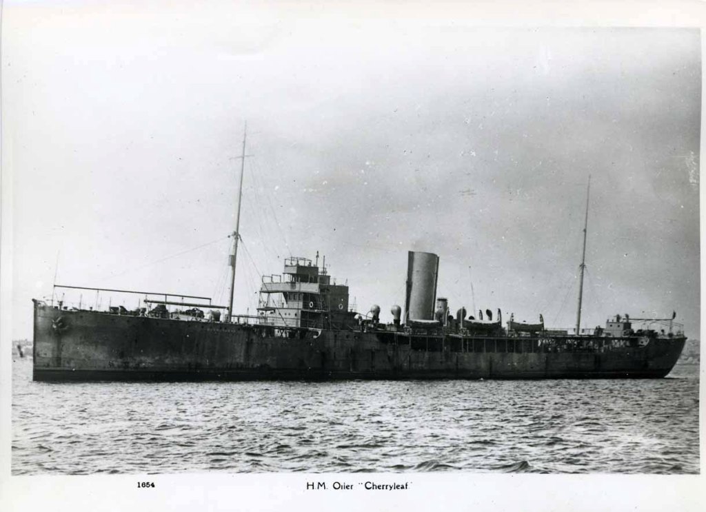 RFA CHERRYLEAF (1)  1917-1946
GRT 5896. Built Raylton Dixon, Middlesborough. North Atlantic 1917-18 then Bermuda Station until in reserve at Rosyth 1922-26. Chartered out to 1930. Med Station from 1931 - 1945. East Indies Station 1945-46. 
Modern copy.
